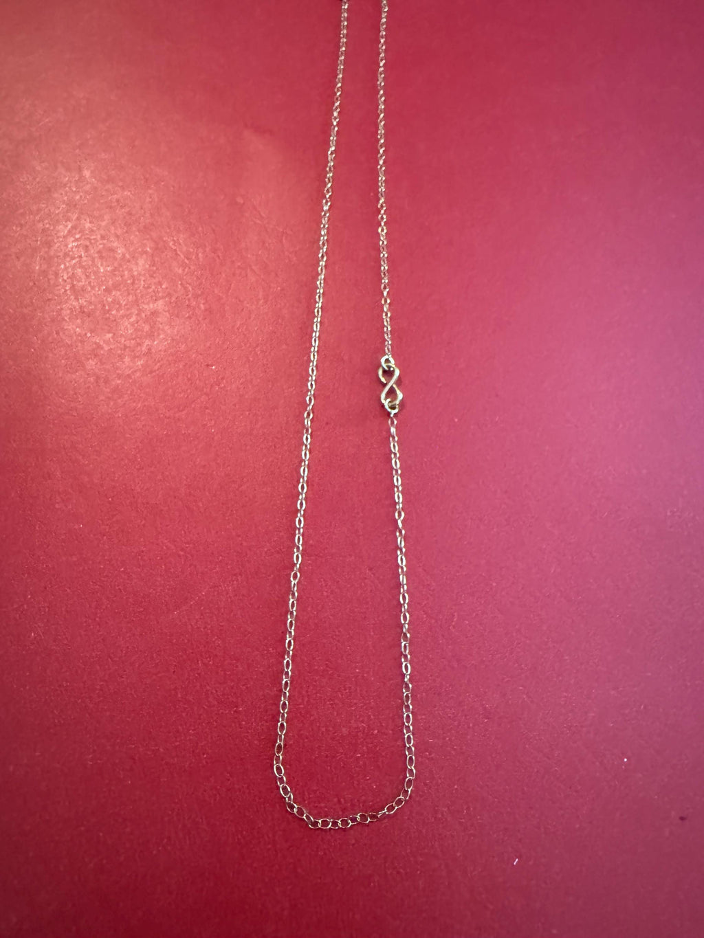 14 K Gold Small Infinity Necklace. (Child size)