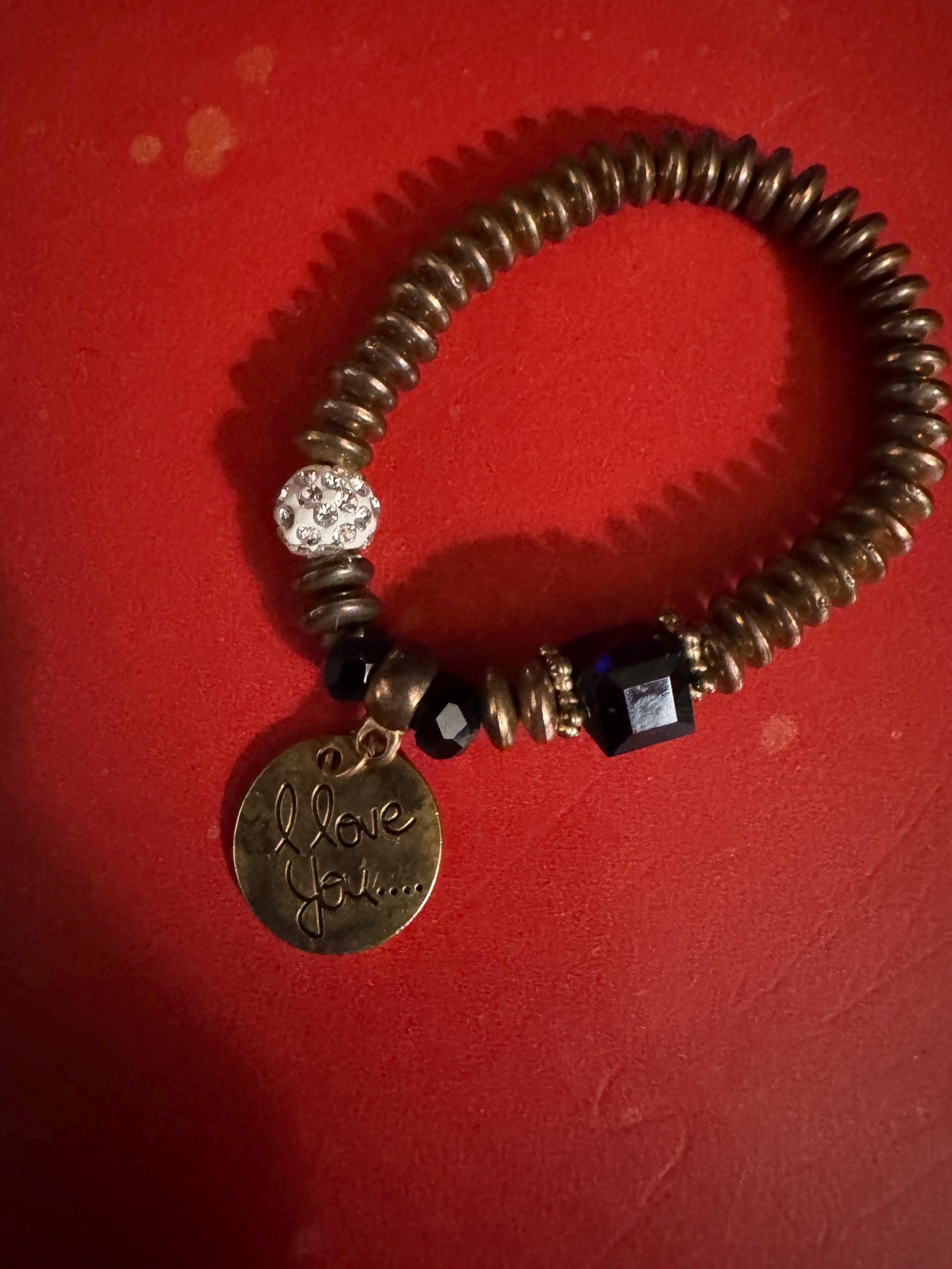 Beaded Charm Bracelet “I Love You.”