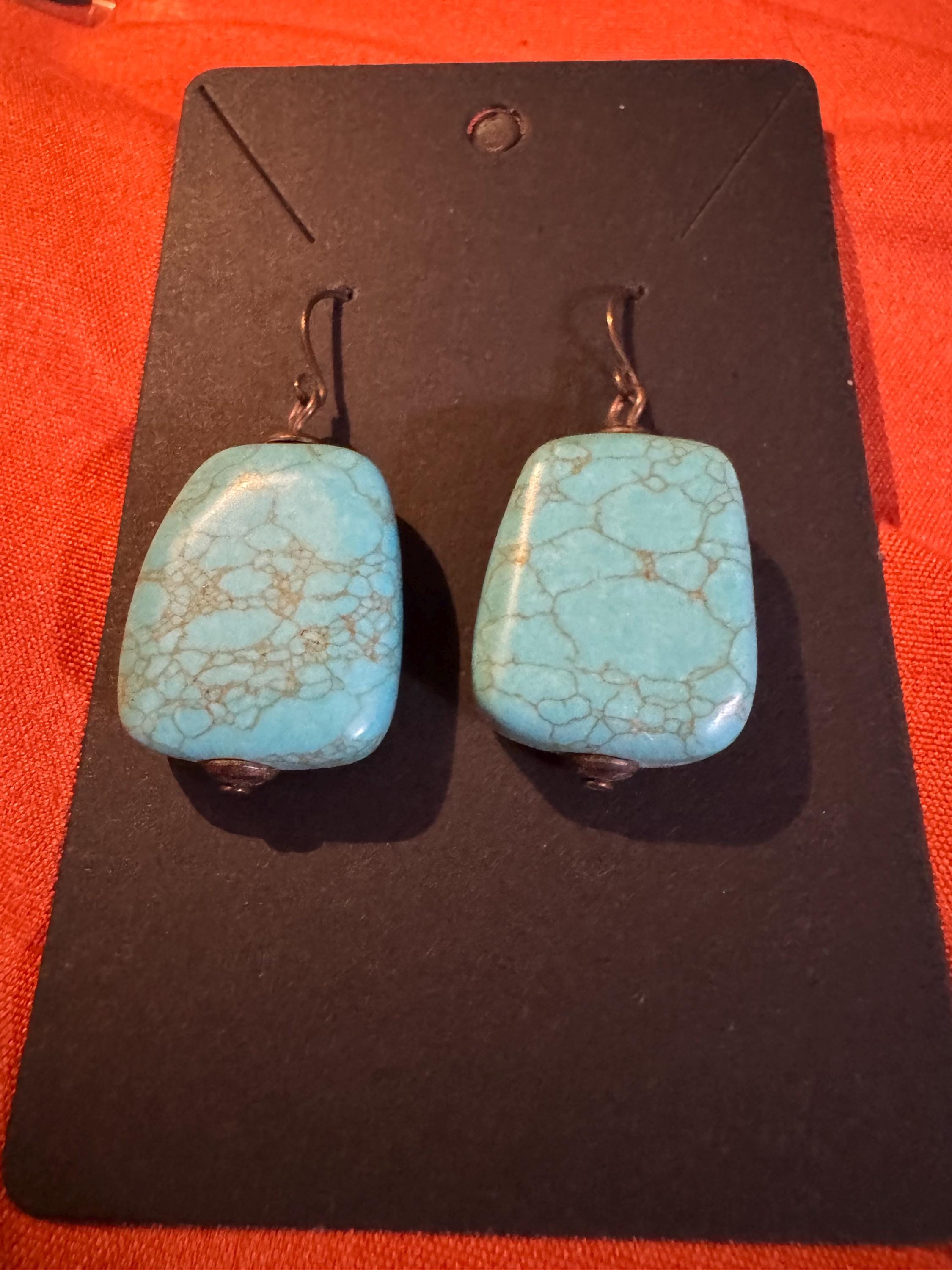 Beautiful Turquoise Stone Dangling Earrings.