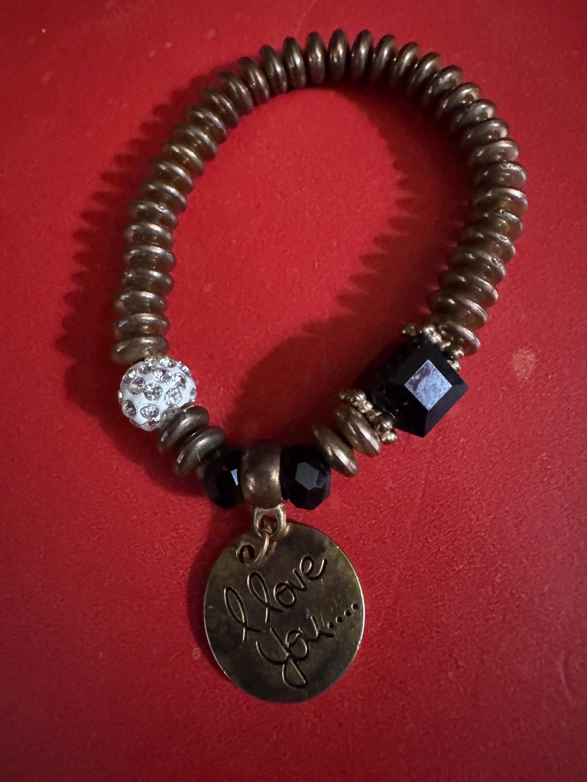 Beaded Charm Bracelet “I Love You.”