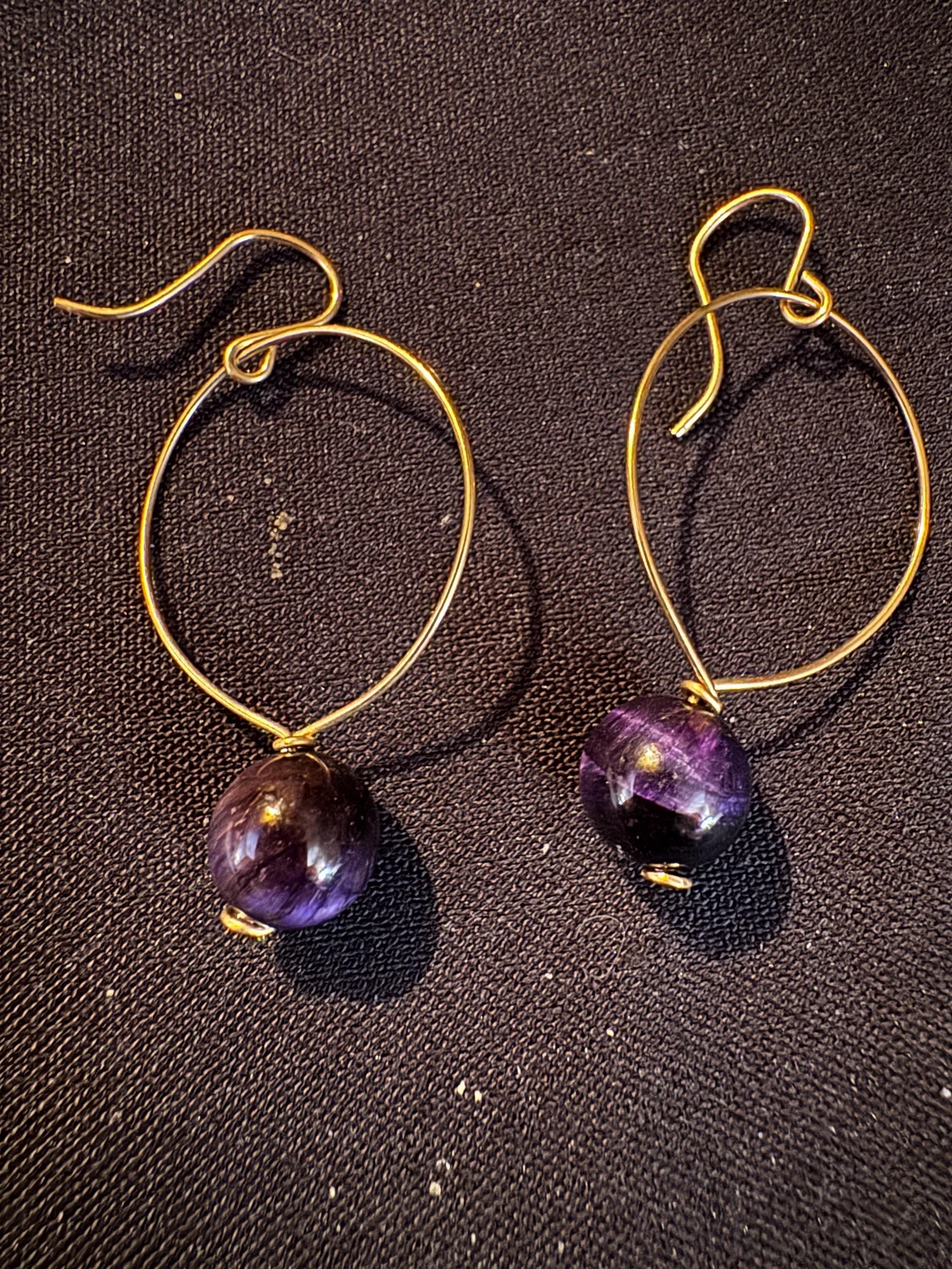 Beautiful Handmade wire wrapped w/ Amethyst Beads, Small Bracelet & Earrings.