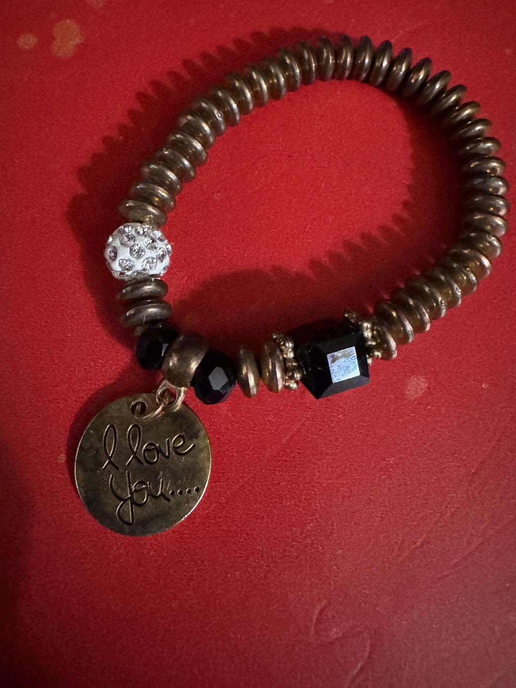 Beaded Charm Bracelet “I Love You.”