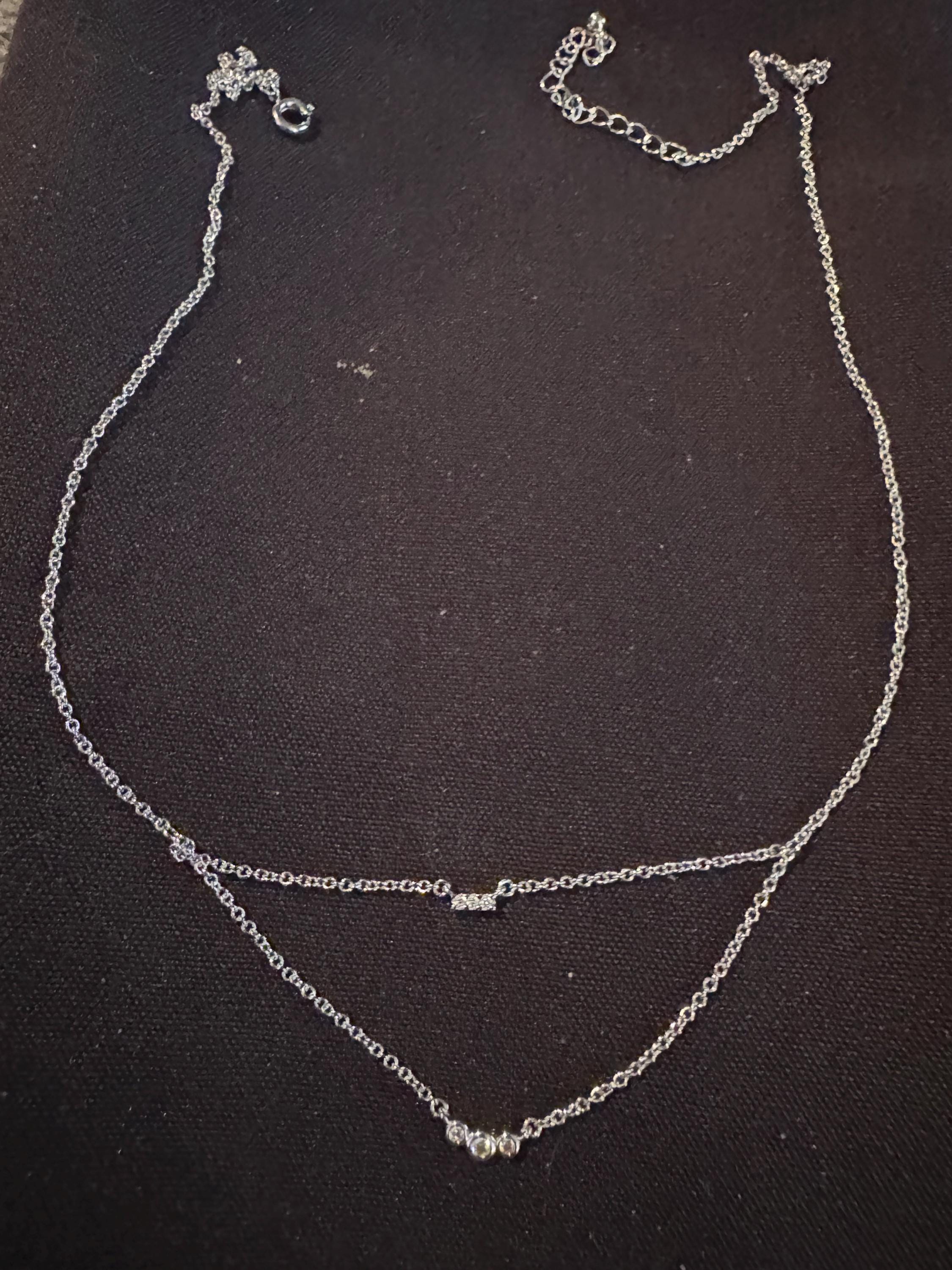 Beautiful Small Sterling Silver & Diamond like Necklace.