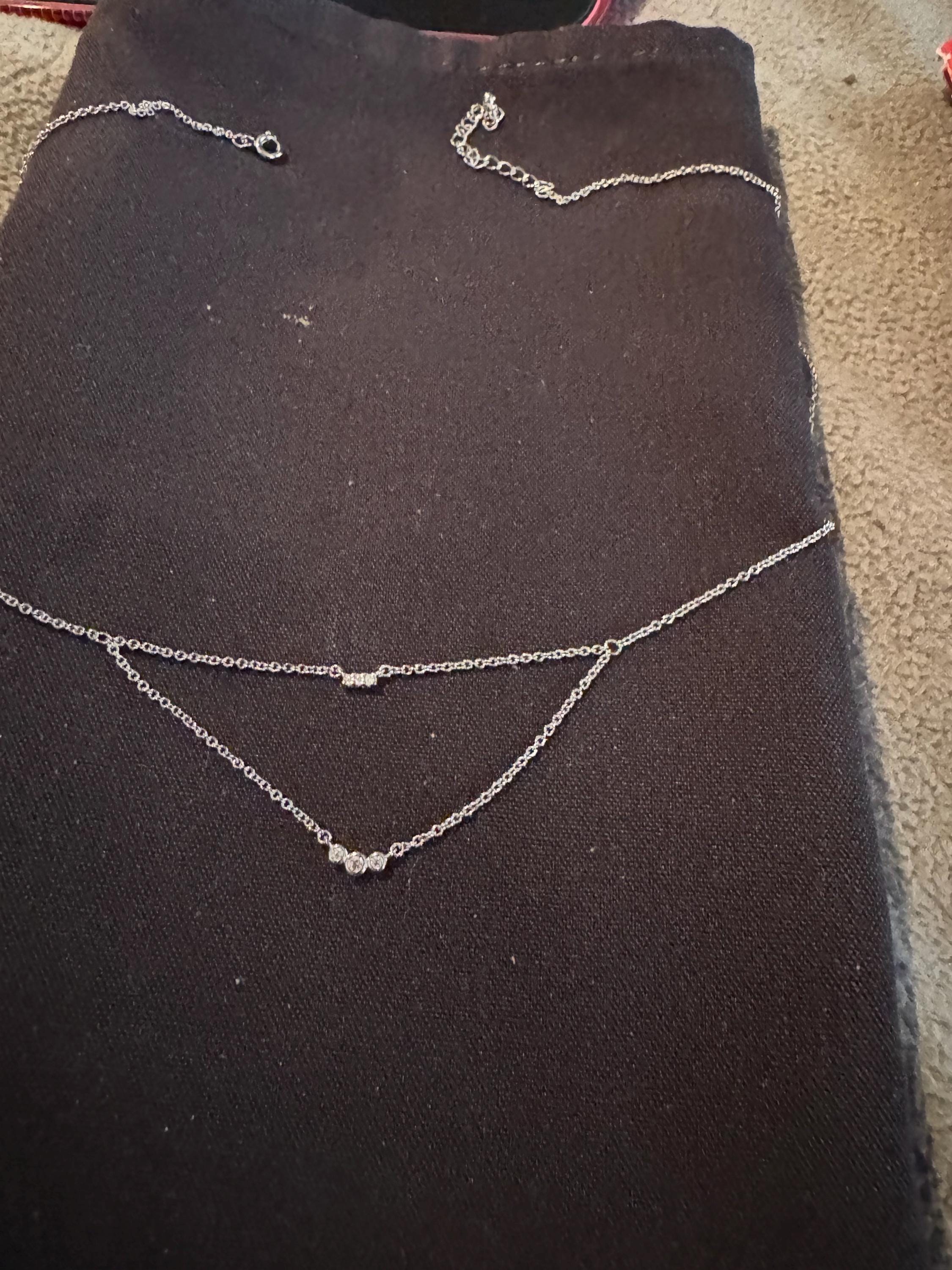 Beautiful Small Sterling Silver & Diamond like Necklace.