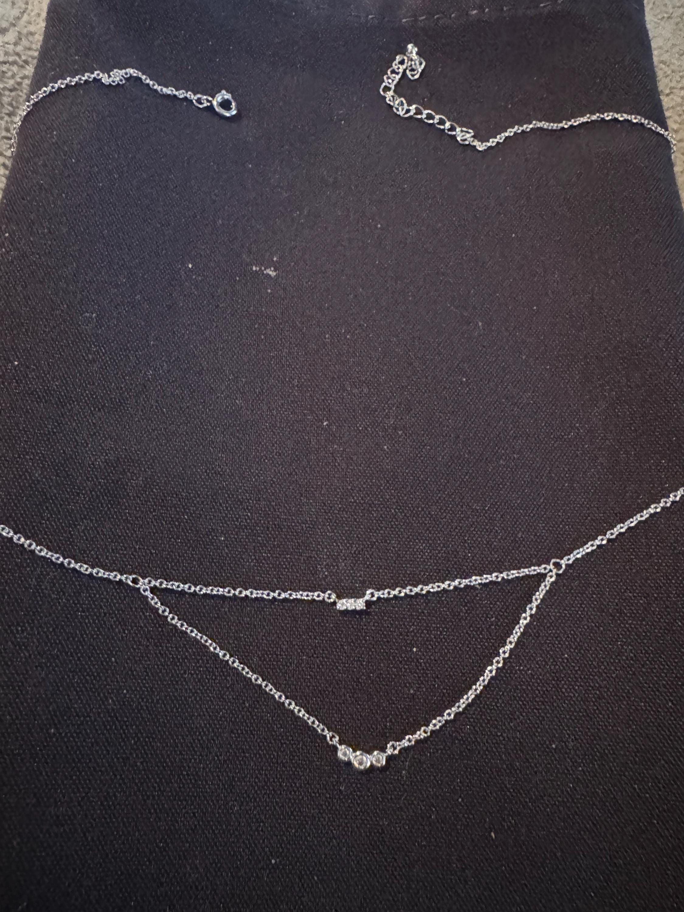 Beautiful Small Sterling Silver & Diamond like Necklace.