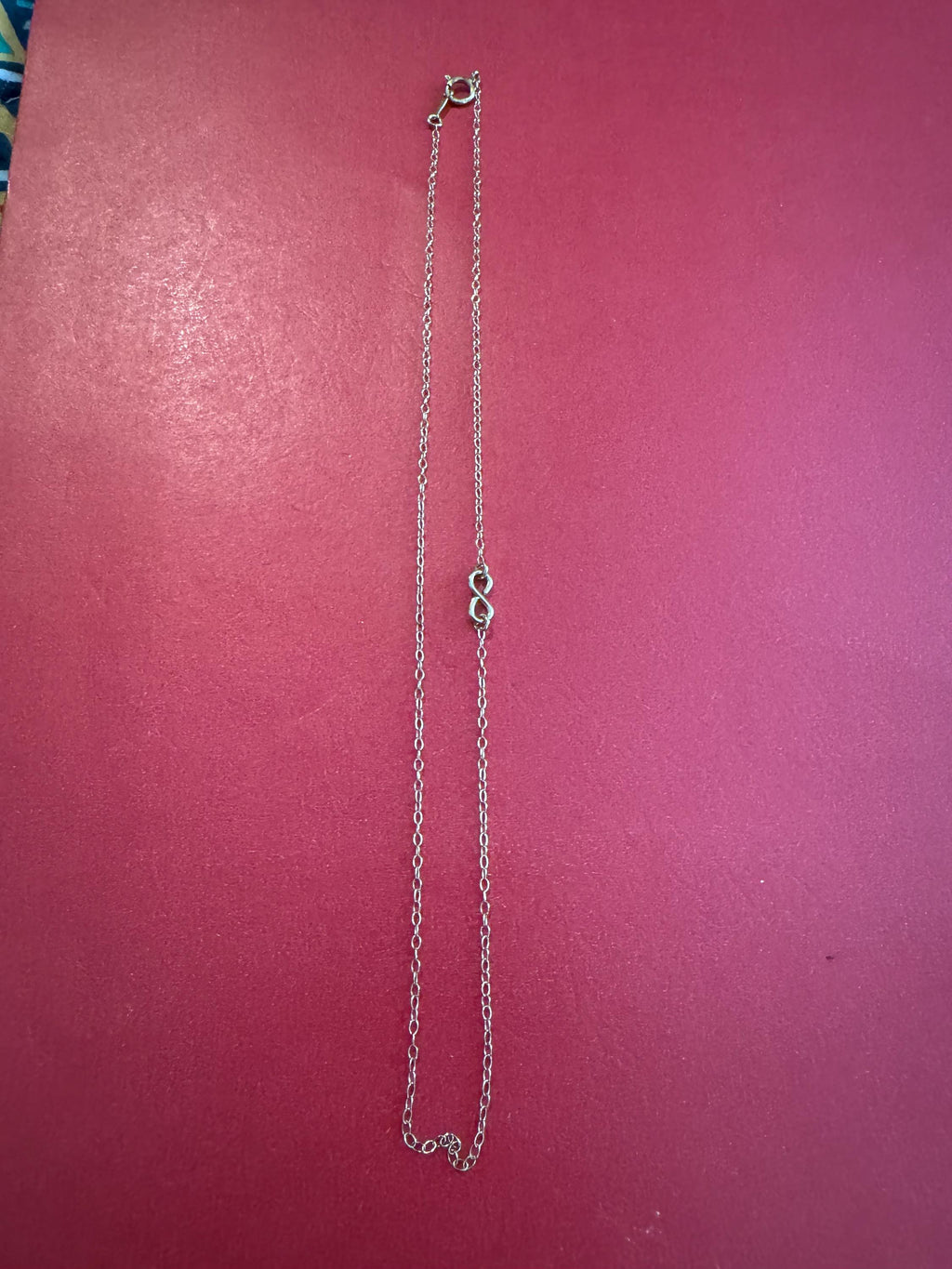 14 K Gold Small Infinity Necklace. (Child size)