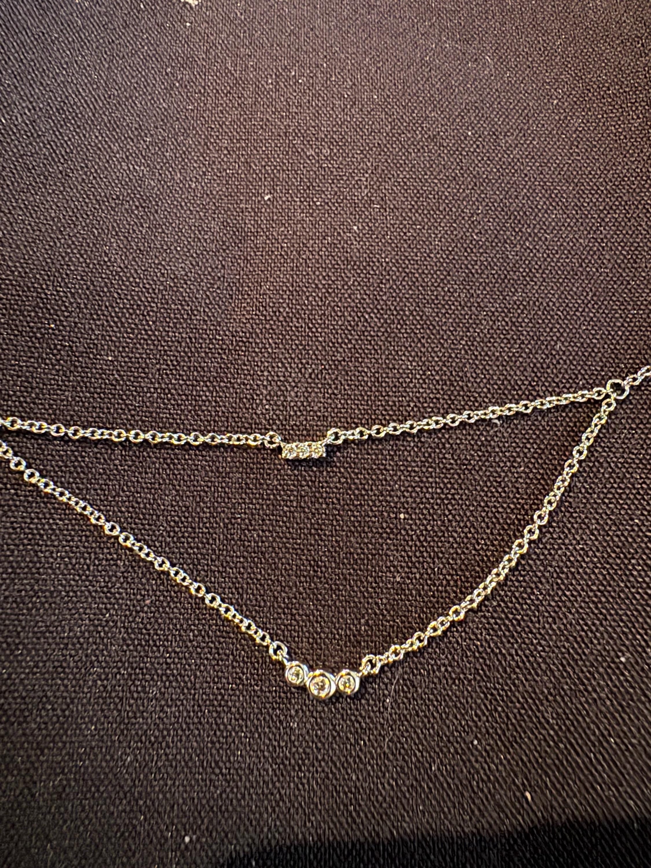 Beautiful Small Sterling Silver & Diamond like Necklace.
