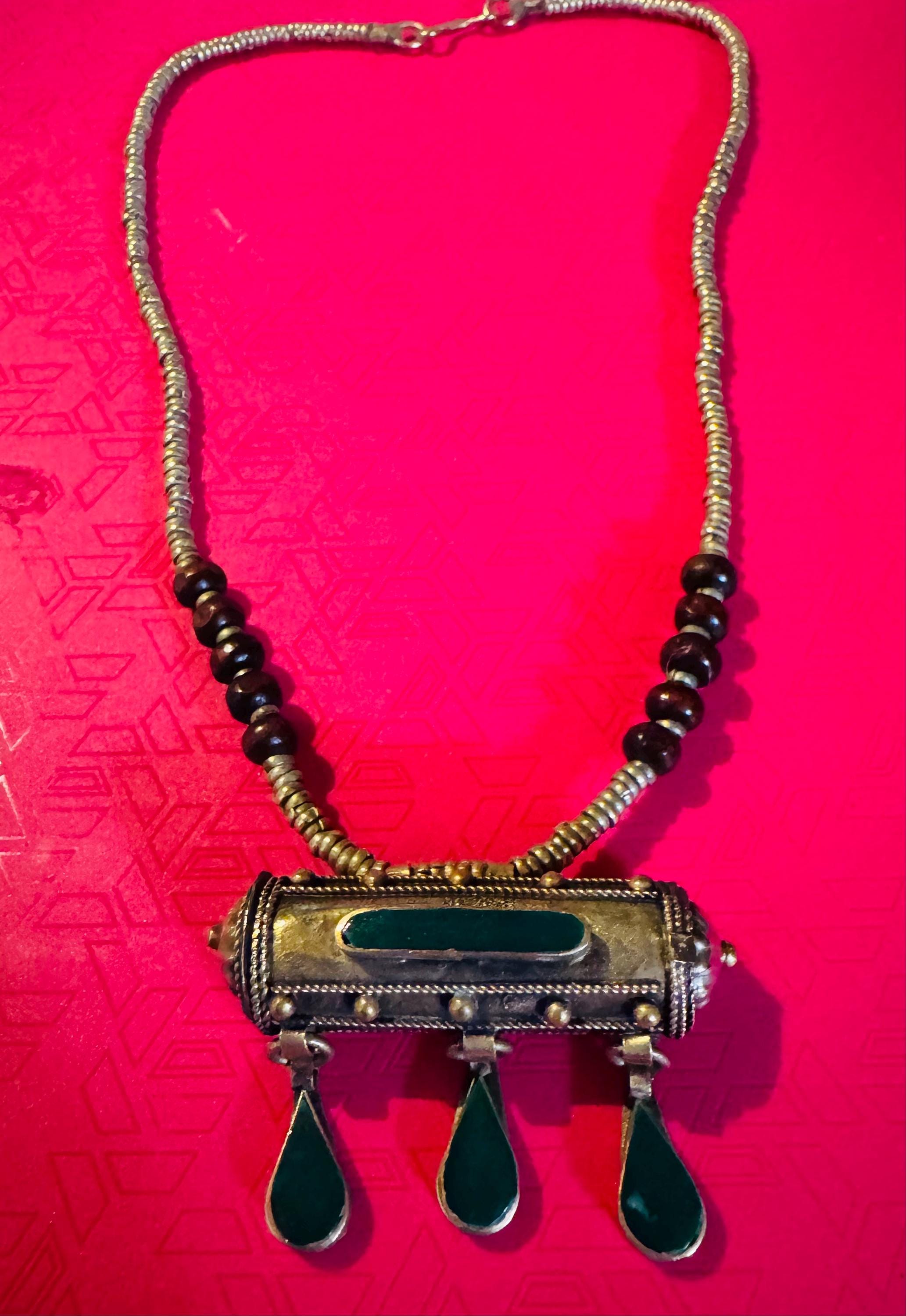 Beautiful Vintage Tribal Prayer Box Necklace.