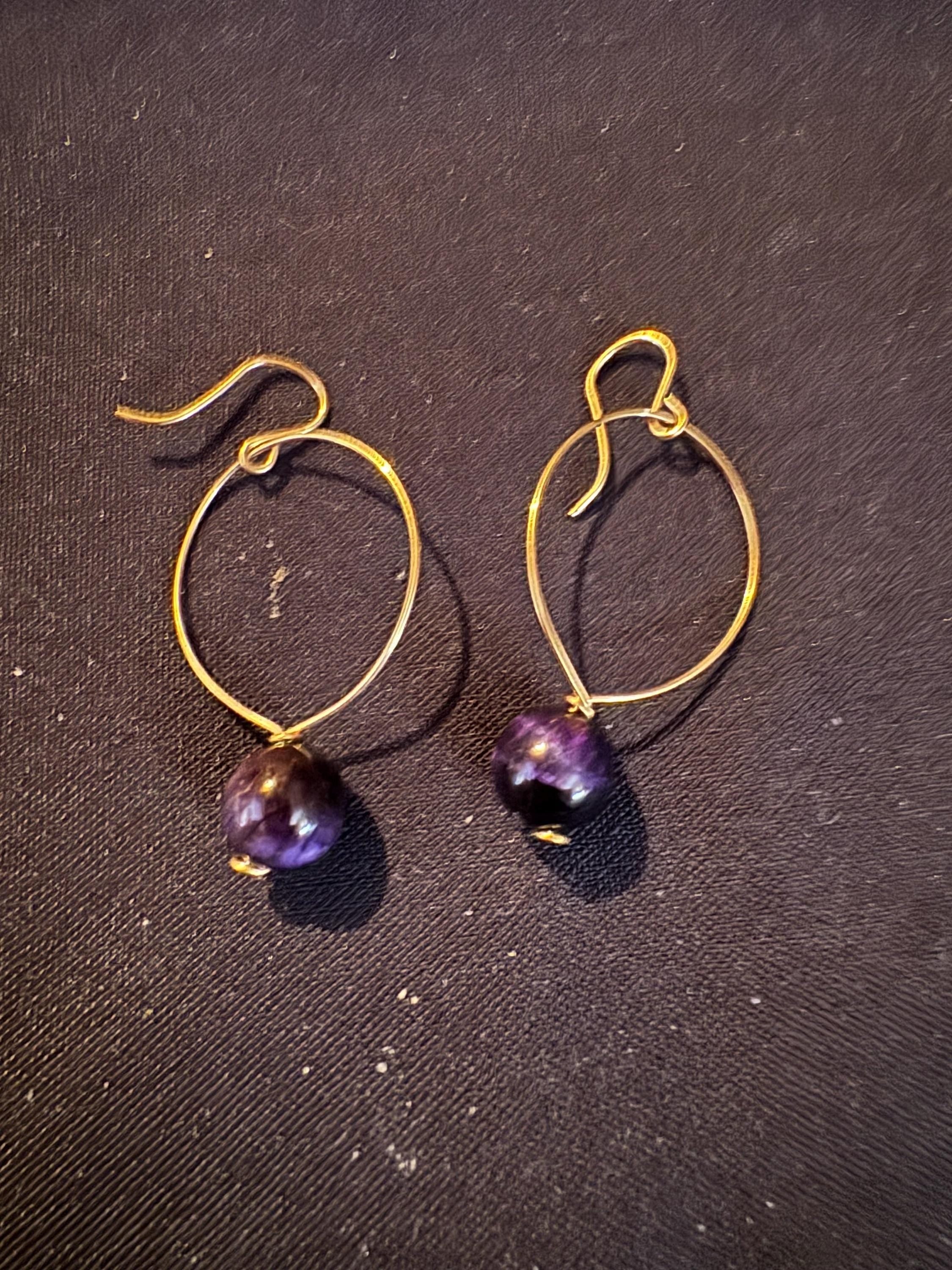 Beautiful Handmade wire wrapped w/ Amethyst Beads, Small Bracelet & Earrings.